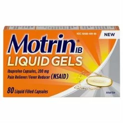 Motrin IB Liquid Gels Pain Reliever Fever Reducer 80 Liquid Filled Capsules