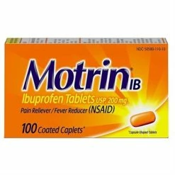Motrin IB Ibuprofen Tablets Pain Reliever Fever Reducer 100 Coated Tablets