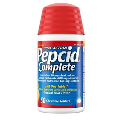 Pepcid Complete Dual Action Acid Reducer 50 Chewable Tablets Tropical Fruit Flavor 1 Pepcid Complete Dual Action Acid Reducer 50 Chewable Tablets Tropical Fruit Flavor