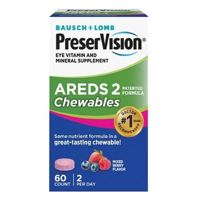 Bausch & Lomb Bausch + Lomb PreserVision Areds 2 Chewables Mixed Berry Flavor 60 Chewable Tablets 1 Bausch & Lomb Bausch + Lomb PreserVision Areds 2 Chewables Mixed Berry Flavor 60 Chewable Tablets