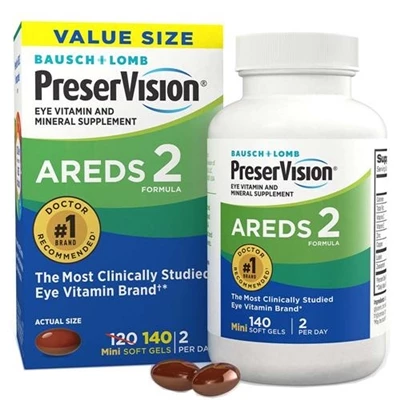 Bausch & Lomb Bausch + Lomb PreserVision Areds 2 140 Mini Soft Gels 1 Bausch & Lomb Bausch + Lomb PreserVision Areds 2 140 Mini Soft Gels