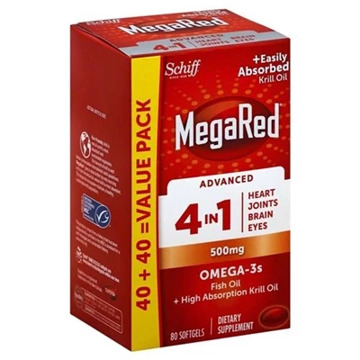 Schiff® Schiff MegaRed Advanced 4 In 1 Omega 3 Fish Krill Oil 80 Softgels 1 Schiff® Schiff MegaRed Advanced 4 In 1 Omega 3 Fish Krill Oil 80 Softgels